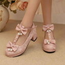 パンプス レディース 春夏 かわいい リボン ビーズ ミドルヒール チャンキーヒール ブロックヒール ラウンドトゥ サテン 快適 普段使い デイリー お出かけ ...