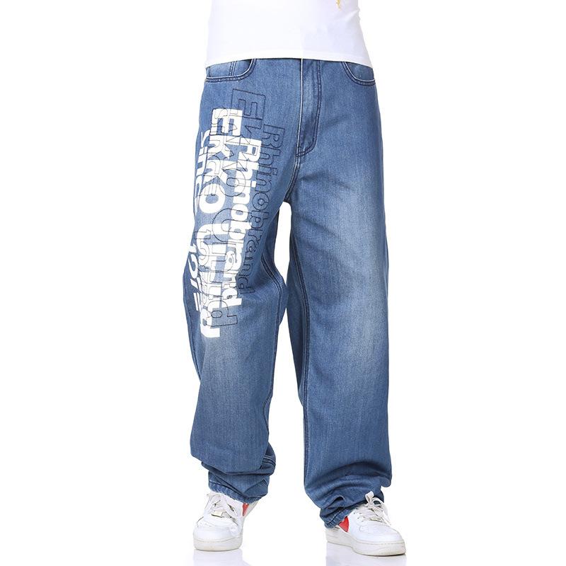 デニムパンツ メンズ 大きいサイズ ゆったり ストレート プリント キャットヒゲ加工 コットン 綿 春秋 ビッグサイズ ルーズフィット 長ズボン ボトムス ヒップホップ ストリート カジュアル インディゴ ブラック(3.0)