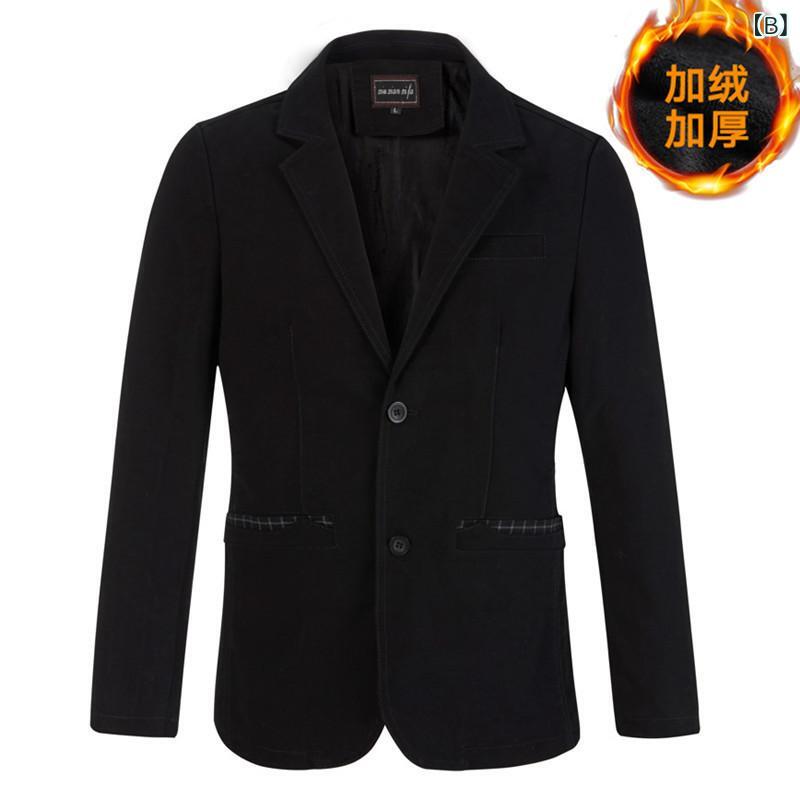 ジャケット メンズ テーラードジャケット アウター 裏起毛 厚手 暖か 防寒 スリムフィット 大きいサイズ カジュアル 韓国風 綿素材 秋冬 通勤 ビジネス オフィス カーキ 黒 ブラウン