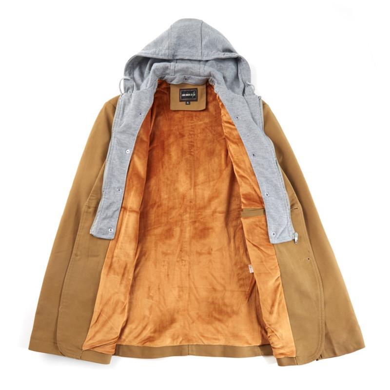 ジャケット メンズ フード取り外し可能 裏起毛 大きいサイズ ビッグシルエット 秋冬 韓国風 トレンド カジュアル ビジネス 綿 コットン 保温 カーキ ブラック コーヒー色