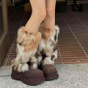 レッグウォーマー レディース 秋冬 Y2Kファッション もこもこ フェイクファー ルーズ ロング丈 ギャルスタイル ブーツカバー アクリル素材