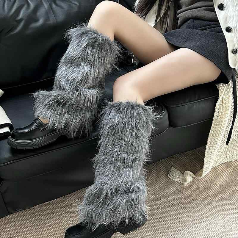 レッグウォーマー レディース 秋冬 フェイクファー モコモコ ふわふわ 厚手 保温 あたたかい ミドル丈 ..