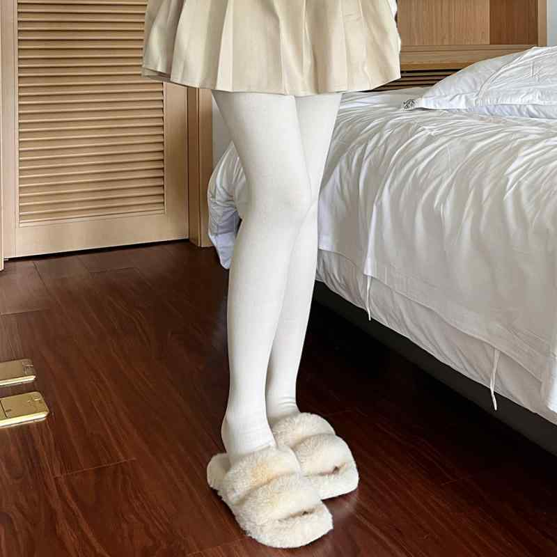 タイツ レディース 日系 裏起毛 極厚 綿 コットン リブ 着圧 細見え スタイルアップ 暖かい 防寒 保温 ストレッチ 伸縮性 クリーム オートミール 万能 着回し 秋冬 レギンス