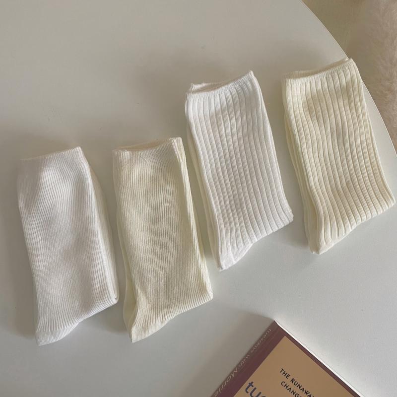 ソックス レディース ルーズソックス クルーソックス ミドル丈 綿100% コットン 薄手 軽量 通気性 無地..