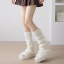 レッグウォーマー レディース SNS風 紐付き ニット 厚手 微フレア くしゅくしゅ ミドル丈 ふくらはぎ丈 再生繊維 秋冬 防寒 あったか ルーズソックス 学生 通学 普段使い