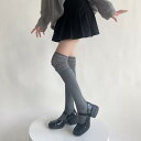 ソックス レディース ニーハイ くしゅくしゅ ケーブル編み 切り替え レッグウォーマー ブーツ スタイル カジュアル 綿 コットン 吸湿速乾 摩擦防止 オールシーズン 普段使い