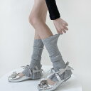 レッグウォーマー レディース 女の子 秋冬 花びらフリル かわいい リボン 蝶結び くしゅくしゅ ルーズ フレア ニット バレエ風 ロリータファッション JKコーデ スウィート 甘め 脚カバー