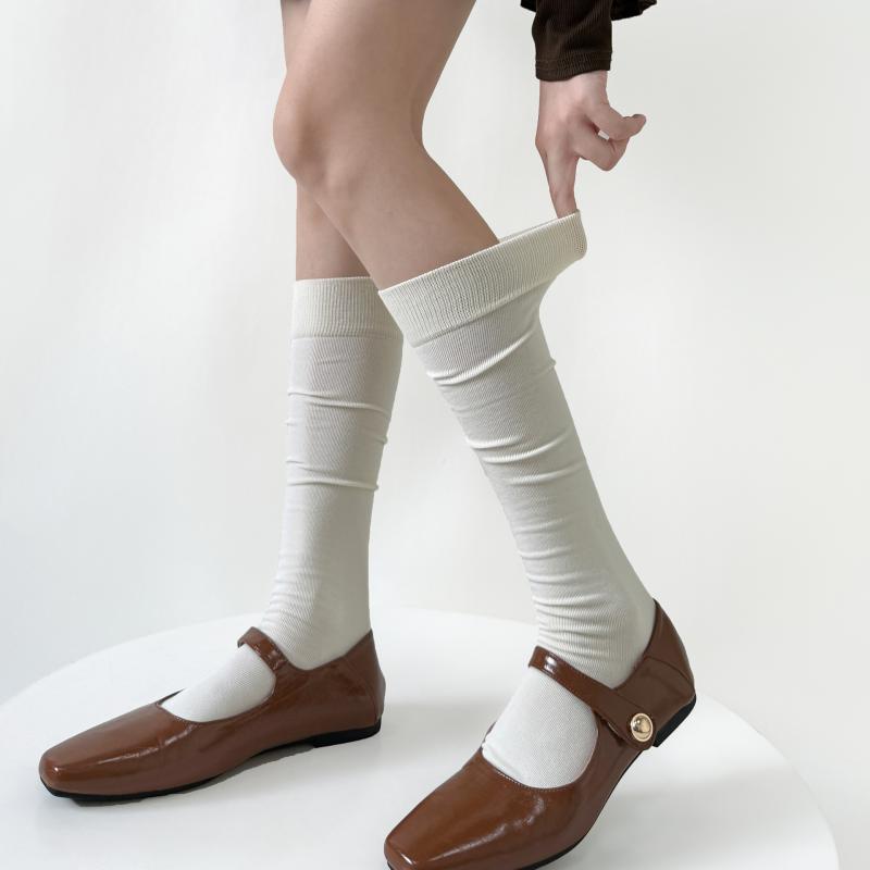 ソックス 靴下 レディース 女性用 微着圧 細見え ミドル丈 くしゅくしゅ ルーズ 薄手 透けない 綿 コッ..