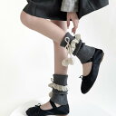 レッグウォーマー レディース 女の子 ロリータ スウィート ガーリー フェミニン 日系 バレエ フリル レース ふわふわ もこもこ かわいい ポンポン 折り返し アクリル ミドル丈