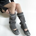 レッグウォーマー レディース 秋冬 アクリルニット くしゅくしゅ ルーズ ソックスカバー 折り返し ストライプ メタルバックル クール スタイリッシュ 個性的 ...