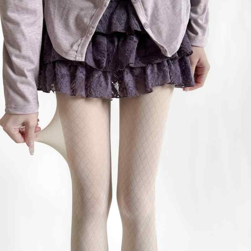 パンスト レディース JK風 かわいい 甘め 菱形柄 ジャガード織り 薄手 シアー 透け感 伝線しにくい 美脚 着圧 スタイルアップ ナイロン オフホワイト ブラック グレー 春夏