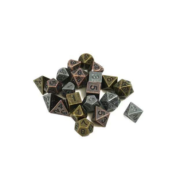 ダイス サイコロ 金属製 ミニ 6mm 7個セット 多面体 合金 メタル TRPG テーブルトーク ボードゲーム用 収納 小型