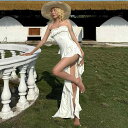 ワンピース レディース 女性用 欧米風 春夏 ベアトップ アシンメトリーヘム ティアード ロング丈 Aライン エレガント 上品 きれいめ 無地 ポリエステル 伸縮性 大人女子 デート カジュアル ホワイト