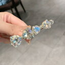 ヘアクリップ レディース 韓国風 クリスタル リボン 蝶々 煌めくラインストーン ガラスストーン 上品 繊細 エレガント 前髪 くちばしクリップ 髪飾り シンプル かわいい クリアカラー(x2)