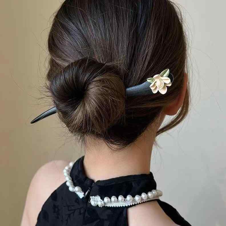 かんざし レディース レトロ 民族風 黒檀風 木製 髪飾り 髪留め まとめ髪 ヘアアレンジ シンプル クラ..