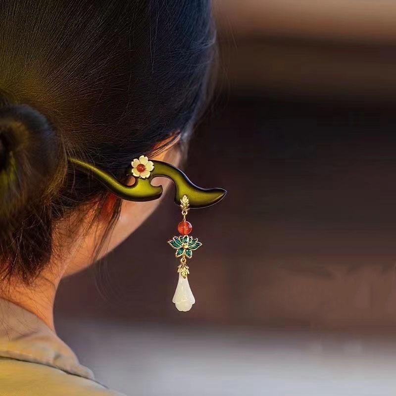 かんざし レディース 新中華風 吉祥 古風 木製 ヘアスティック 揺れる ぶら下がり 高級感 シンプル モ..