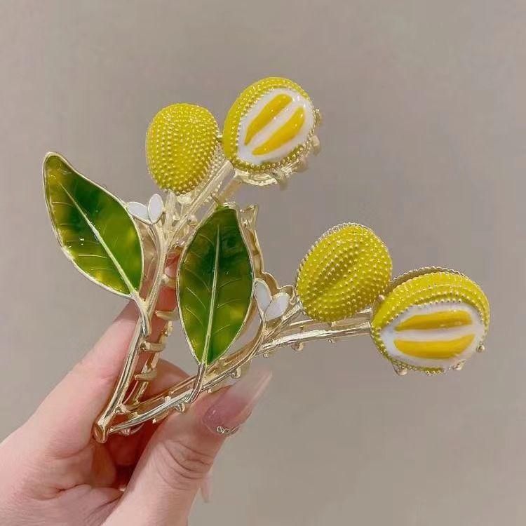 ヘアクリップ レディース かわいい インスタ映え ドリアンモチーフ ビッグサイズ まとめ髪 バンスクリ..