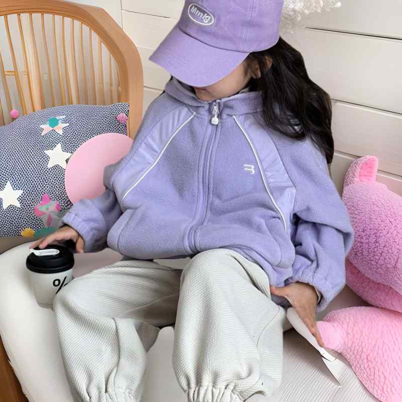 アウター キッズ ガールズ フリース トレーナー スウェット ジャケット フード付き ジップアップ スポ..