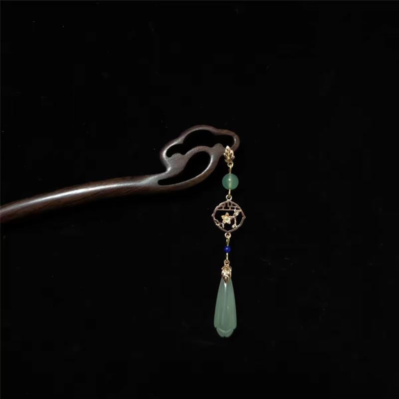 かんざし 新チャイニーズ 古風 木製 タッセル 雲モチーフ 歩揺 揺れる簪 中国風 まとめ髪 漢服 チャイナドレス用 ヘアスティック 個性的 髪飾り アンティーク