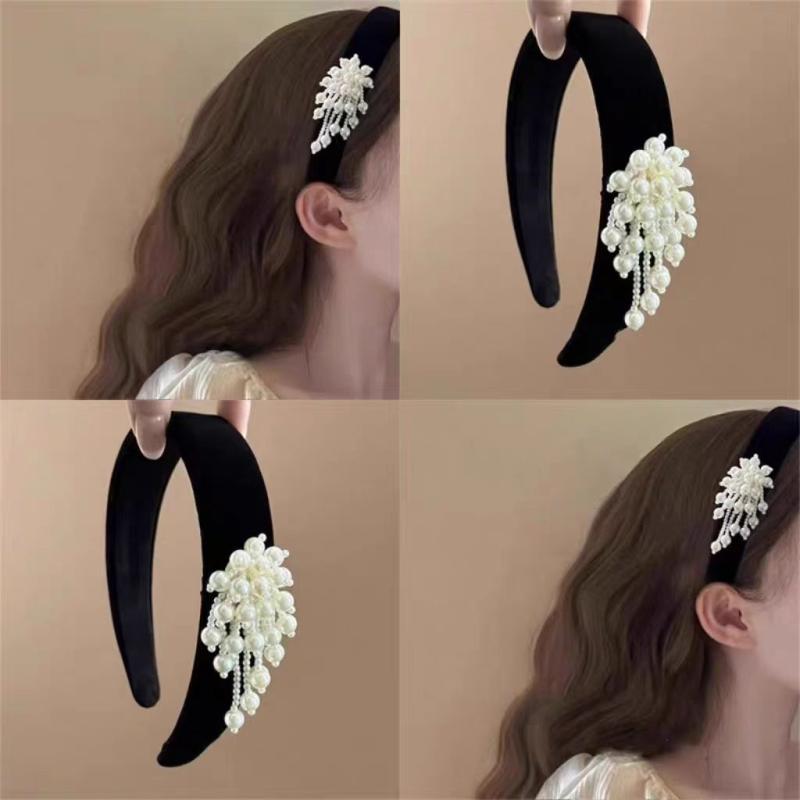 髪飾り レディース 新中華風 タッセル フリンジ パール パール カチューシャ 前髪クリップ フロッキー加工 個性的 上品 エレガント 洗練された 普段使い 万能 デイリーユース