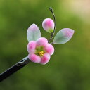 簪 手作り 伝統工芸 ベルベット花 ピンク桃の花 一輪 白檀 かんざし 上品 優雅 漢服 中華風 髪飾り ヘアアクセサリー 和装小物 一本挿し まとめ髪 ヘアアレンジ