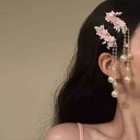 ヘアクリップ レディース 春夏 パール タッセル サイドクリップ かわいい フェミニン 上品 繊細 個性派デザイン 合金製 韓国風 普段使い デイリー オケージョン フォーマル カラフル ピンク