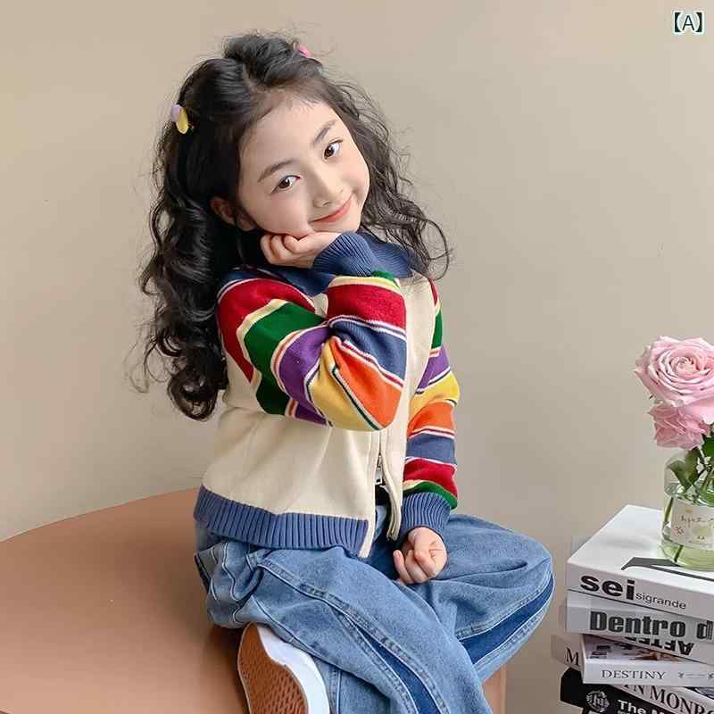 ニット カーディガン 女の子 キッズ 春秋 トップス 長袖 アウター 羽織り 子供服 ...