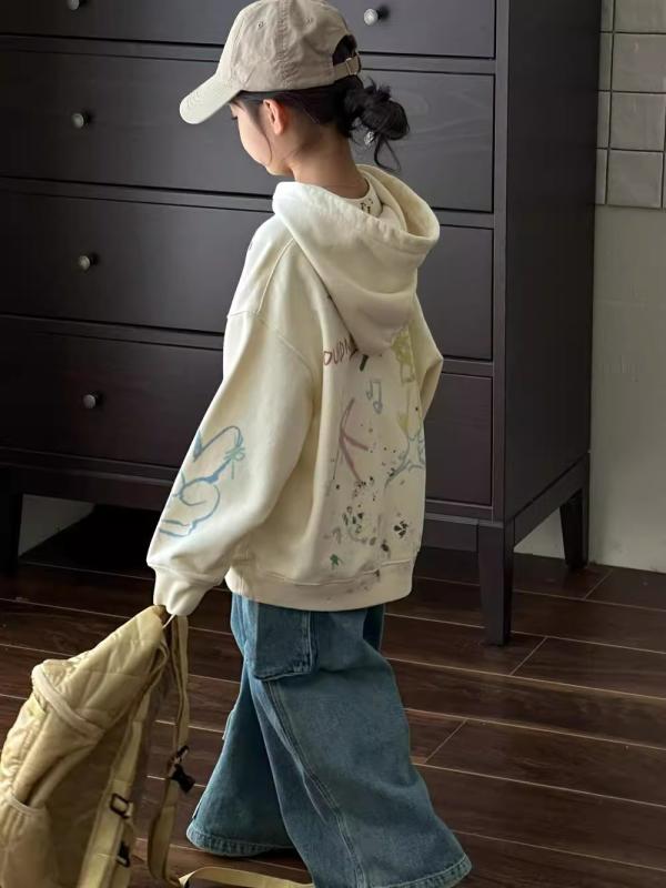 トレーナー 女の子 キッズ ジュニア フード付き スウェット 裏起毛 長袖 綿 コットン グラフィック プ..