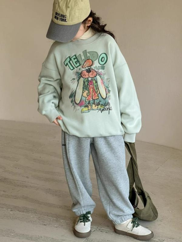 スウェット 女の子 キッズ ジュニア 裏起毛 クルーネック プルオーバー 長袖 トレーナー 秋冬 綿素材 柔らか肌触り 韓国風 かわいい おしゃれ アニマル アルファベット柄