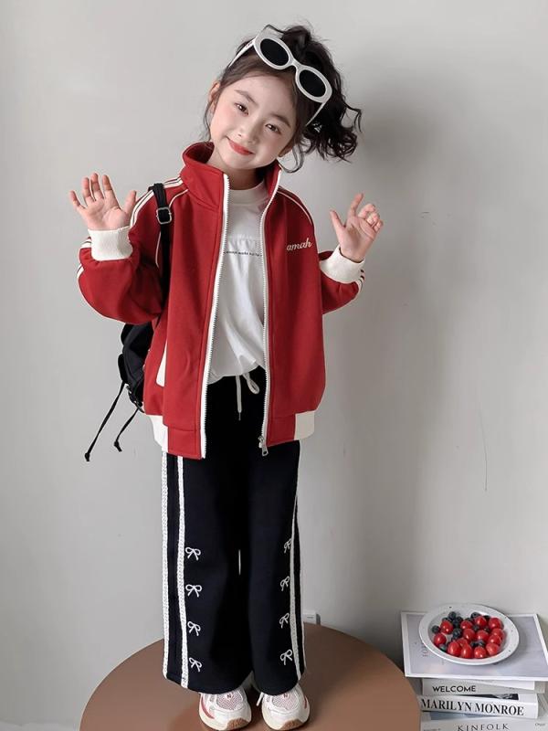 ジャケット ガールズ 女の子 キッズ アウター ブルゾン 春秋 ジップアップ スポーツカジュアル 韓国風 ..