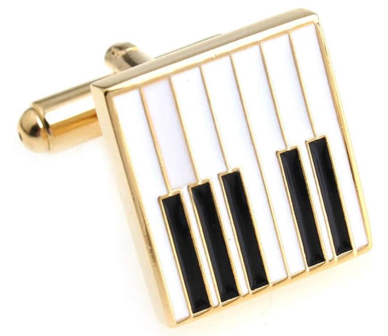 カフス メンズ レディース 兼用 音符 ピアノ 鍵盤 モチーフ ゴールド 銅製 電気メッキ加工 クリスタル ..