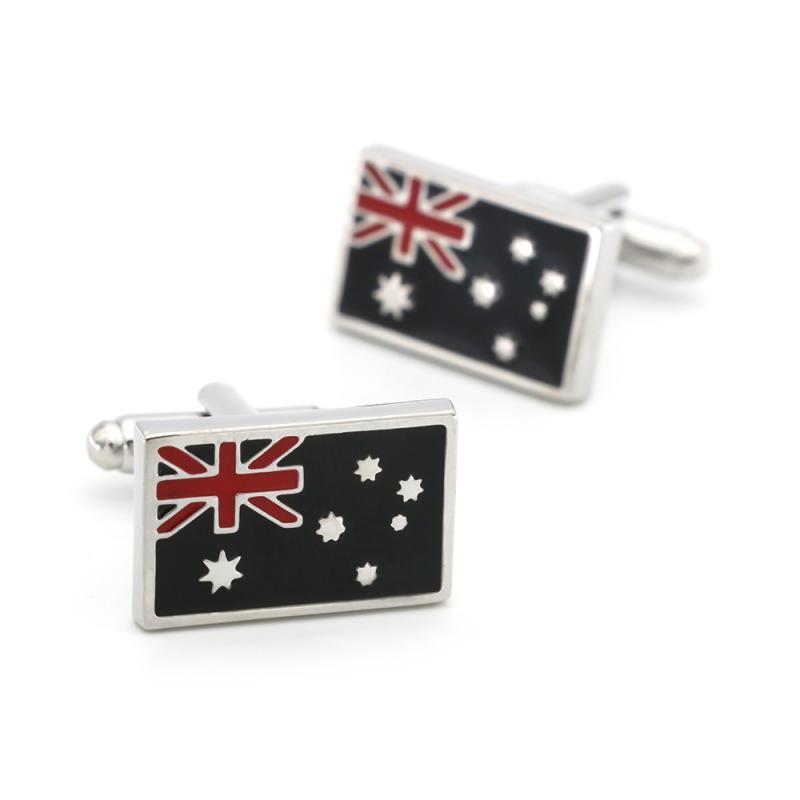 カフスボタン メンズ 男性 オーストラリア国旗 国章 エンブレム フレンチカフス 銅製 電気メッキ加工 ブラック ビジネス フォーマル 結婚式 パーティ ワイシャツ スーツ アクセサリー