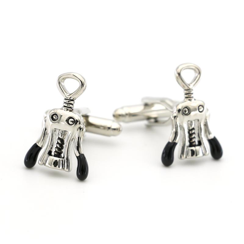 カフス メンズ 男性用 カフスボタン カフリンクス ボトルオープナー 栓抜き モチーフ 銅製 電気メッキ加工 シルバーカラー 欧米風 フレンチスタイル ビジネス フォーマル パーティー スーツ アクセサリー