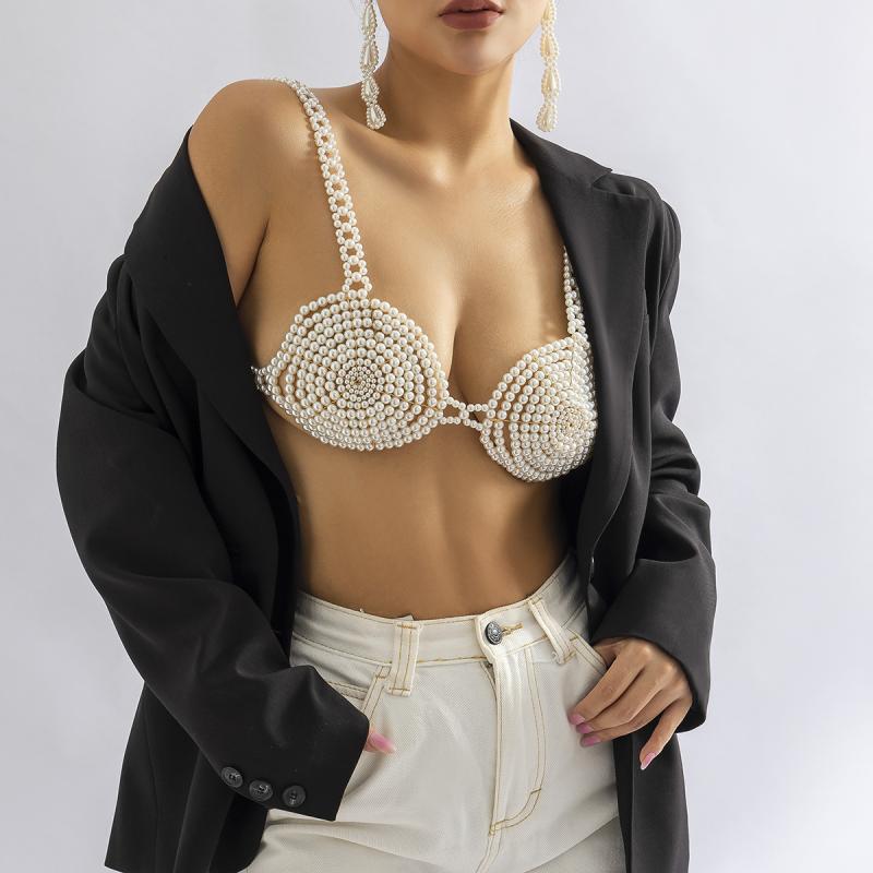ボディチェーン レディース 女性用 フェイクパール ハンドメイド 欧米風 レトロ ヴィンテージ ファッシ..