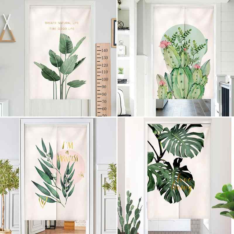 のれん 北欧 モダン ボタニカル柄 綿麻風 ファブリック 間仕切り 目隠し おしゃれ リビング 寝室 ダイニング トイレ 部屋 多用途 カーテン シンプル インテリア(x2)