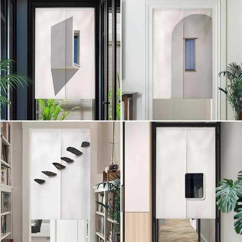 のれん 北欧 抽象柄 シンプルモダン ポリエステル製 間仕切りカーテン 目隠し ファブリックドアカーテ..