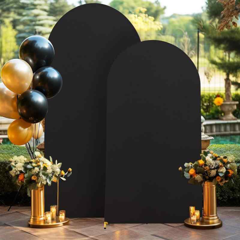 アーチカバー 伸縮性 ストレッチ生地 U字型 半円形 結婚式 パーティー イベント 記念日 装飾 ディスプレイ 背景布 白 黒 ピンク シャンパン グリーン