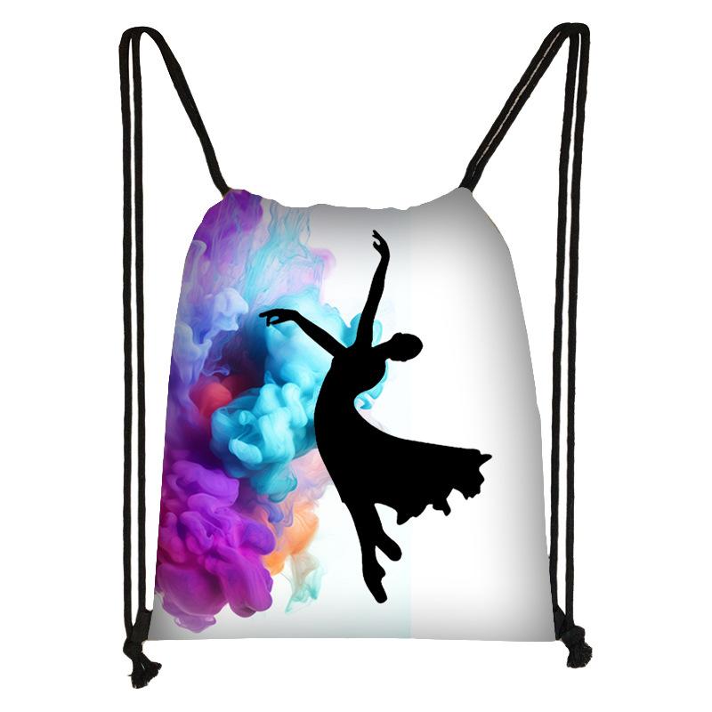 巾着袋 子供 女の子 キッズ バレエ柄 キャラクター ポーチ ポリエステル 携帯用 折りたたみ コンパクト..