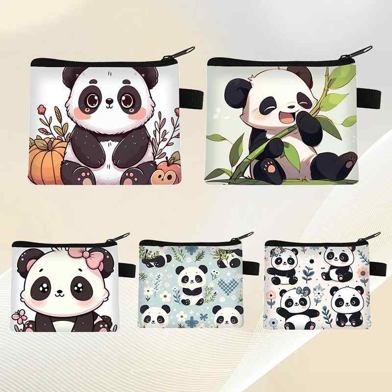 コインケース 男女兼用 パンダ柄 カートゥーン かわいい キャラクター ポリエステル製 ミニ財布 小銭入..