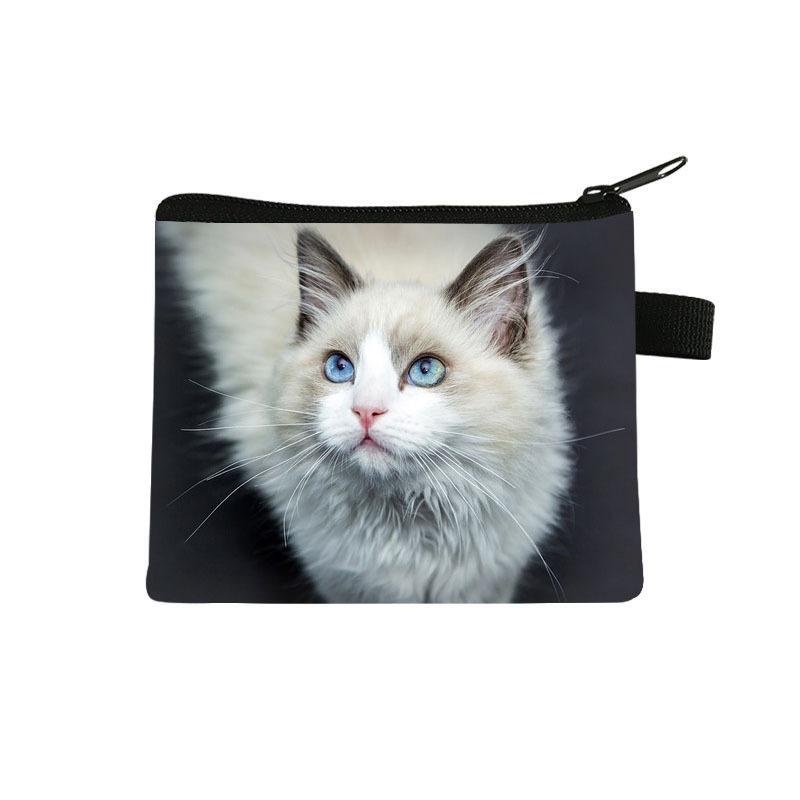 小銭入れ ユニセックス 猫柄 かわいい おしゃれ 総柄プリント ミニポーチ 小型バッグ 携帯小物入れ ポリエステル素材 防水 超軽量 デイリーユース コンパクト 収納