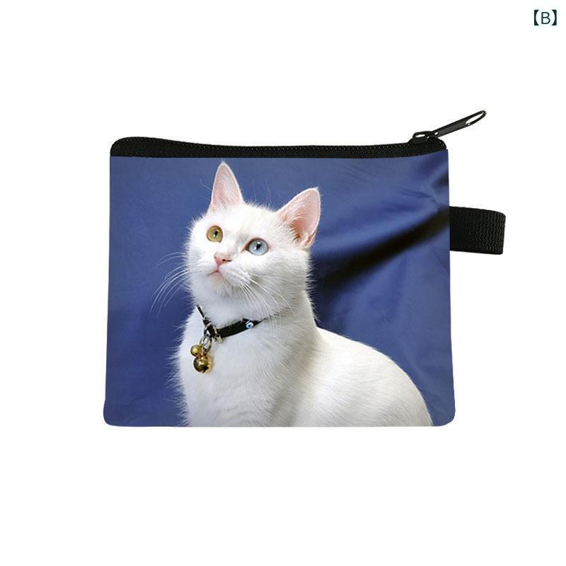 way-ugoの小銭入れ ユニセックス 猫柄 かわいい おしゃれ 総柄プリント ミニポーチ 小型バッグ 携帯小物入れ ポリエステル素材 防水 超軽量 デイリーユース コンパクト 収納｜アングル3