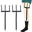 サスペンダー 男女兼用 多機能 2WAY シャツ ソックス用 滑り止め ガーターバンド 固定クリップ ストラップ ナイロン 長さ調節可能 伸縮性 X型 ブラック ビジネス 普段使い