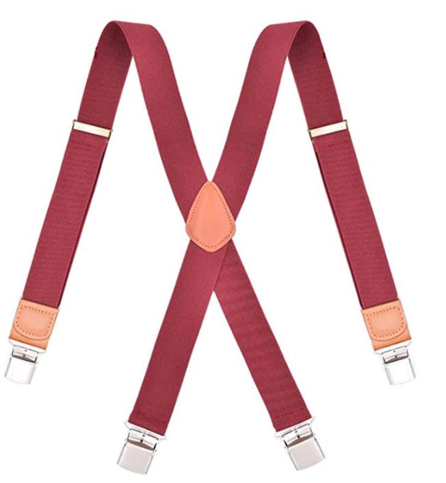サスペンダー 吊りバンド 男女兼用 ズボン吊り 伸縮性 X型 4クリップ 長さ調節可能 ゴム素材 強力ホー..