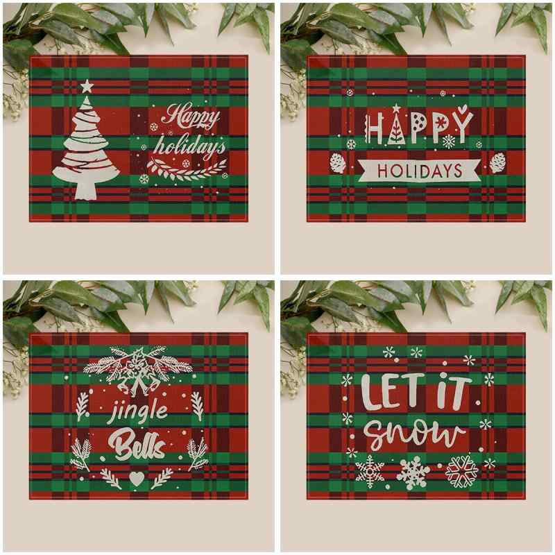 ランチョンマット クリスマス テーブルクロス コースター 麻 リネン 綿麻ブレンド 耐熱 防汚 洗える 食卓デコレーション ホームパーティー イラスト柄 モダン 北欧風 スクエア