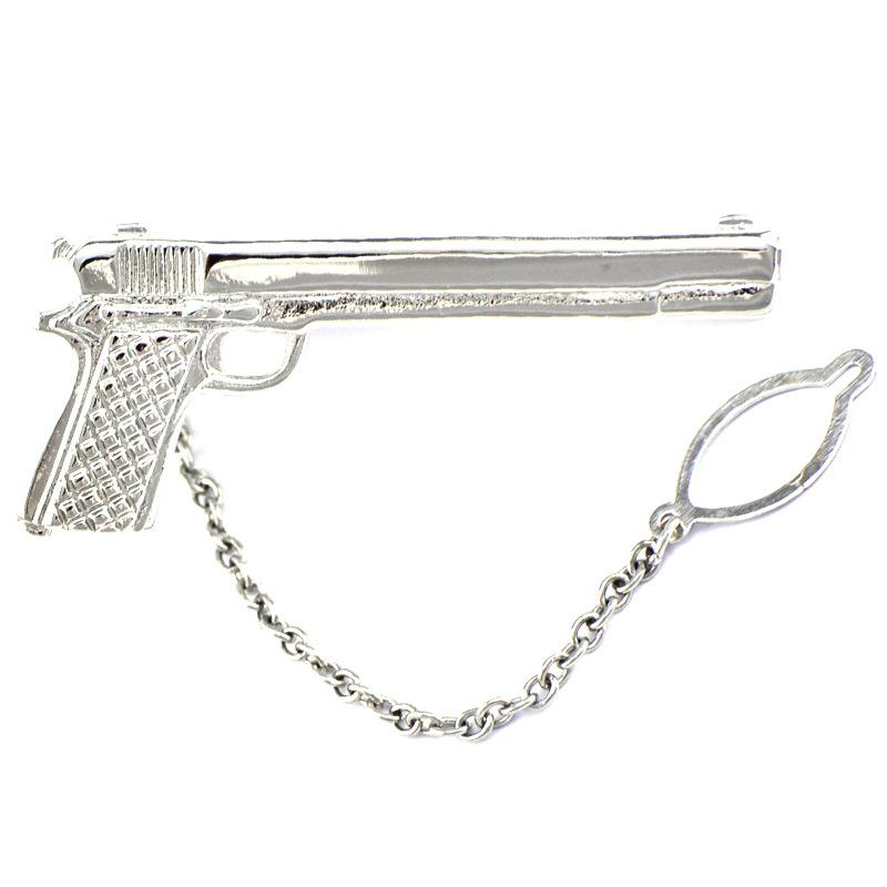 ネクタイピン メンズ 男性用 ピストル 銃器 ミリタリー モチーフ 真鍮 銅製 電気メッキ加工 結婚式 フ..