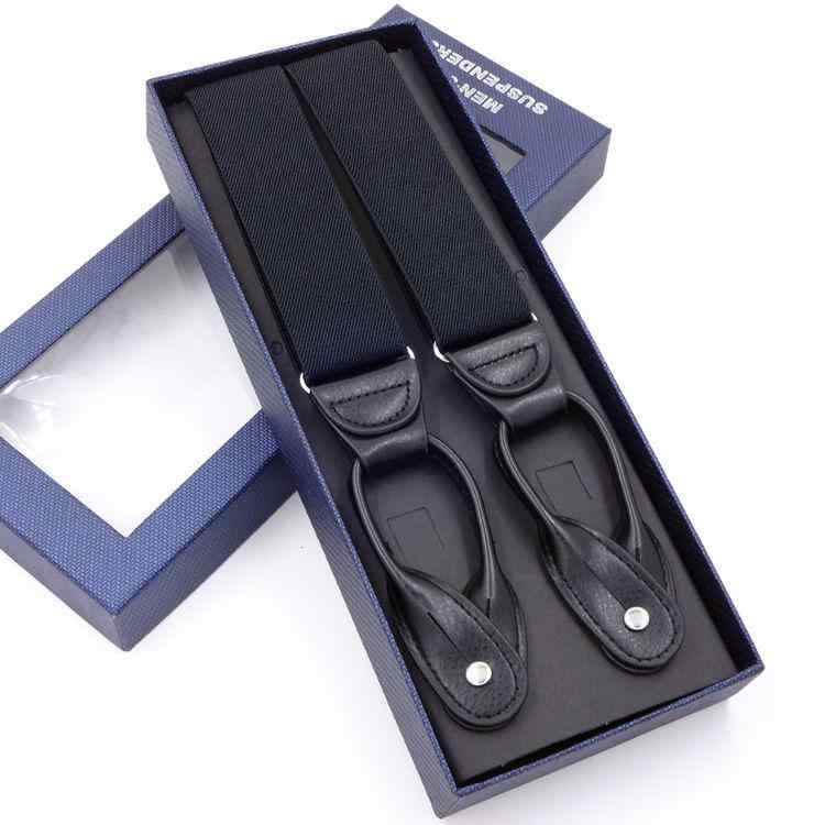 サスペンダー 男女兼用 ボタン留め 3.5cm幅 6点留め 長尺 伸縮性織りゴム 強力ゴム ズボン吊り スーツ ..