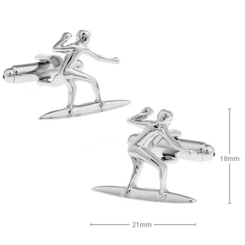 カフス メンズ キャラクターモチーフ マリンスポーツデザイン 真鍮製 光沢 電気メッキ シルバー ビジネス フォーマル カジュアル(x2)
