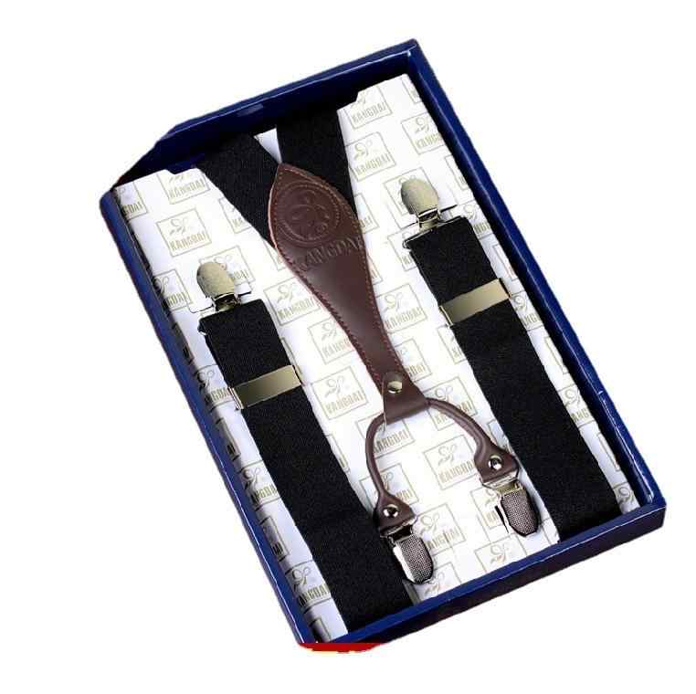 サスペンダー メンズ 男性用 本革 レザー 合金 強力 丈夫 伸縮性 長さ調節可能 4点留め Y型 レトロ ク..