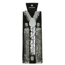 サスペンダー 大人用 男女兼用 Y型 3点留め ズボン吊り ダンス パフォーマンス 伸縮性 ゴム製 ポリエステル 長さ調節 ヒョウ柄 スカル柄 レインボー スパンコール柄 カジュアル