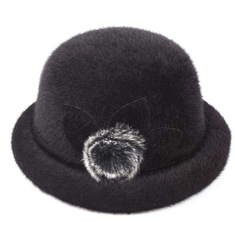 帽子 レディース 中高年 シニア 秋冬 ミンク調 フェイクファー クローシュハット バラ飾り 防寒 保温 エレガント 上品 普段使い お出かけ やわらかい起毛素材